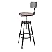 JH-Taburete de bar Silla con Barra de Hierro, Taburete Alto Negro, Silla elevable Ajustable, Asiento de Madera Maciza (Pino), Silla Industrial Hecha a Mano, Adecuada para Bares, cafeterías, Casas de