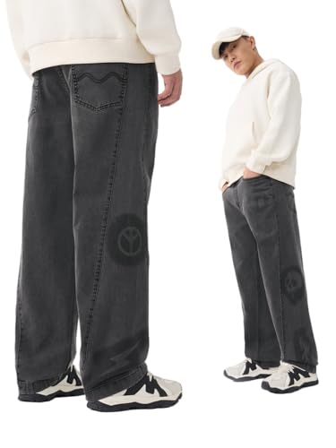 Image of The Souled Store Baggy-Fit Denim: Men and Boys Zip Fly Washed Cotton Spandex Lightweight Durable Everyday Streetwear Baggy Fit Jeans