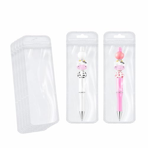 Image of 100 Count Pen Packaging Bags for Small Business,Clear Resealable Beadable Pens Packaging Zipper Pouch Bag for Jewelry, Pen,Lipgloss 2.75x7.3inch