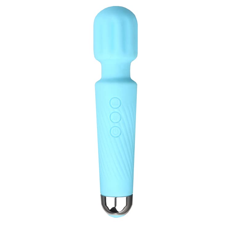 Image of New Vibrator Wand Massager for Full Body - Men & Women - for Back & Neck Massage - Muscle Tension Relief, Recovery & Soreness - Silicone - Rechargeable - Travel Bag Included (Light Blue)