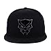 Marvel Black Panther Metal Logo Fitted Flat Bill Cap, Black/Blue 7 1/4