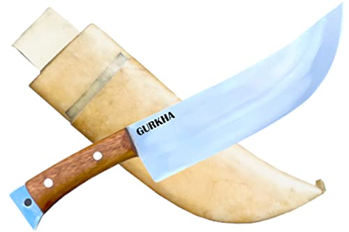 Gurkha Kukri Knife Bhamphuk Fixed Blade 10 IN Special for Chopping, Bush Cutting, Camping Carbon Steel Historical Knife With Leather Sheath Hand-Hammered In Nepal