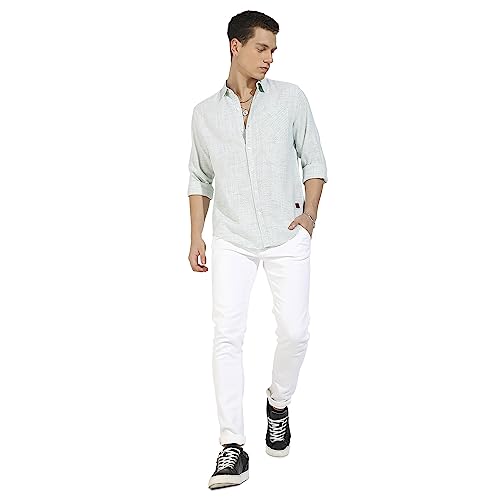 Image of CAHOOT Men's Button Up Regular Fit Shirt for Casual Wear | Regular Sleeve | Spread Collar | Button Closure | Shirts Crafted with Comfort Fit for Everyday Wear
