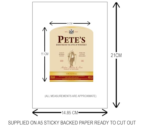 Party People Personalised Scotch Labels - 2 Bottle Labels with Any Name & Message on self adhesive gloss labels ready to cut out - various spirits to choose from