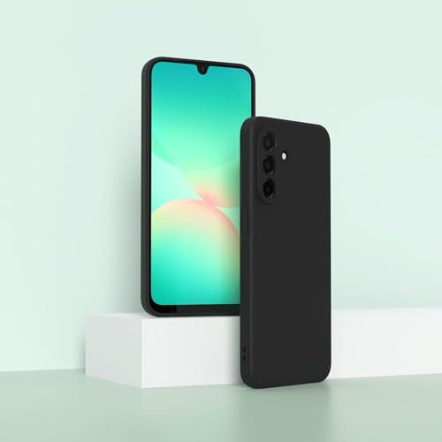 Image of DIZORO Microfiber Candy Case for Samsung A26 5G Smooth Touch Cushion Liquid Soft Silicone Gel Rubber Phone Cases Non-Slip Full Body Protective Shockproof Back Cover (Black)