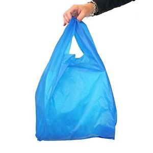 PPD 500 Blue Plastic Vest Carrier Bags Jumbo 12X18X24"