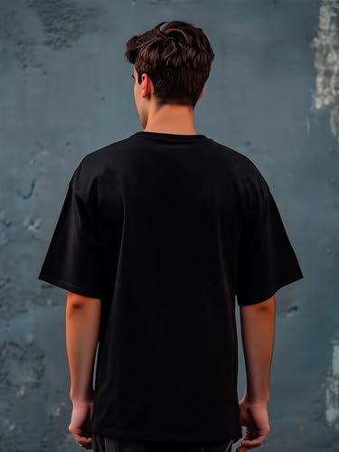 Image of LEOTUDE Men's Cottonblend Oversized Half Sleeve Round Neck Regular Fit T-shirt