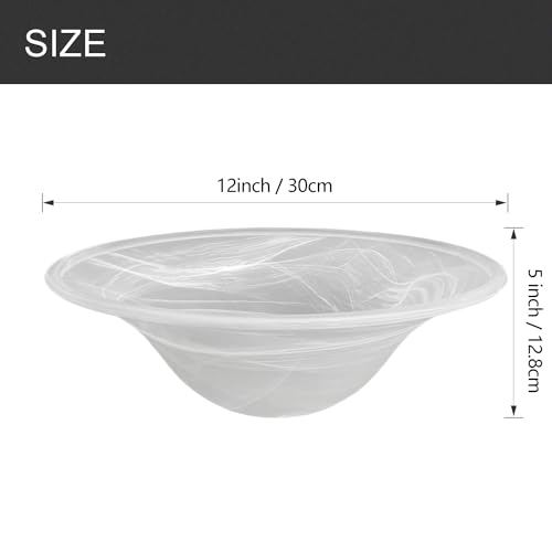 Image of Antique Glass Lamp Shade for Floor lamp, Alabaster Torchiere Lamp Shade Replacement, Floor Lamp Replacement Parts (White Alabaster, 12'')