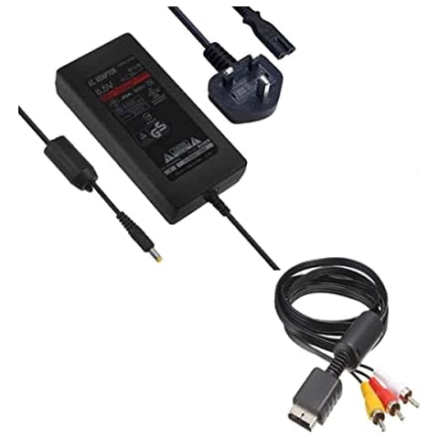 Childhood AC Power Adapter Charger UK Plug Power Supply With AV Audio Video Cable Cord for Playstation 2 PS 2 70000 System Cover