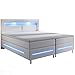 Produktbild Juskys Boxspringbett Norfolk 180 x 200 cm  LED-Beleuchtung, Bonell-Matratze & Topper  66 cm Komforthöhe  weiß  Bett Doppelbett Polsterbett