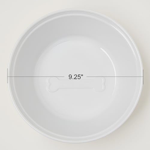 BestVida Erhöhter Hundenapf, Erhöhter Einzelnapfständer, Hundefutterstation mit 1x2400ml Steingutnapf, Hundenapf für mittelgroße und große Hunde (große,Weiß)