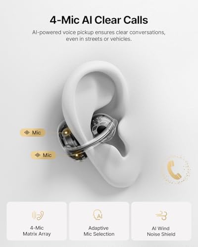 Image of Baseus Bowie MC2 Air Open Ear Clip-on Earbuds, CloudComfort Air Cushions for Workout Running, 11mm Drivers Super Bass 2.0, IP67 Waterproof, 40H Playtime, Flexible Secure Fit Earbuds
