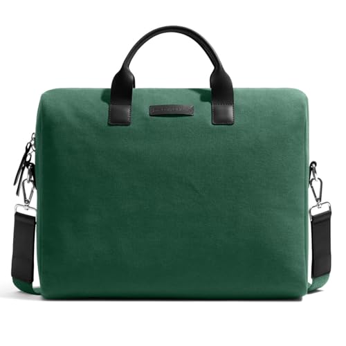 Image of DailyObjects Unisex City Compact Fleet Canvas Laptop Messenger Bag with Leather Handles and Adjustable Straps | Zip Closure with Slip Pockets and Large Storage For 14 Inch Laptops