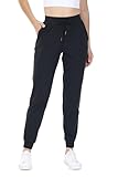 Athletic Joggers for Women with pockets Workout Running Track Pants Work Golf Gym Active Sport Sweatpants Petite Cropped Lightweight Lounge Casual Travel Jogger Outfits Trendy Clothes 25.5" Black M