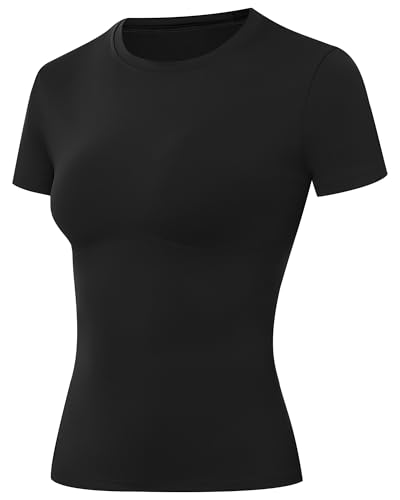 Women's Compression Shirt Short Sleeve Workout Tops Athletic T-Shirts Base Layer for Gym Running Yoga Sports