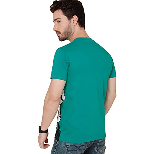 Image of Free Authority Mickey & Friends Printed Regular Fit Green Cotton Men's T-Shirt