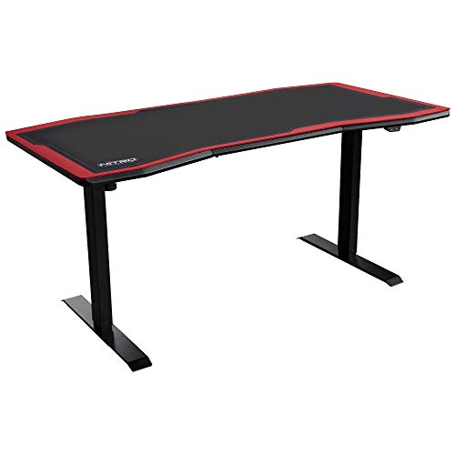 NITRO CONCEPTS D16E Gaming Tisch - Schreibtisch Computertisch 1600x800mm elektrisch höhenverstellbar Carbon Red  Rot