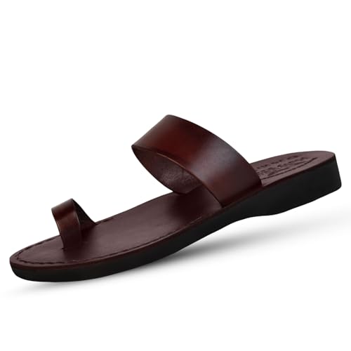Holy Land Market Men/Women Biblical Jesus Leather Sandals/Slides From Jerusalem (Jesus - Finger Style I)