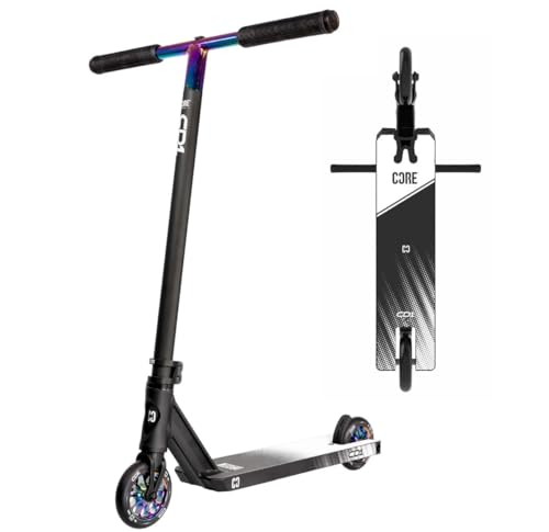 CORE CD1 Patinete de acrobacias Park = 78 cm de altura, ruedas de 110 mm, ABEC 9, para principiantes y profesionales, a partir de 6 años, color negro/arcoíris Neochrome