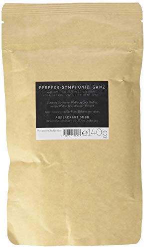 Ankerkraut Pfeffer Symphonie UNGEMAHLEN, 140g im Beutel, für die Mühle & Bunter Pfeffer, 150g im aromadichten Beutel, feinste ganze Pfefferkörner abgerundet mit roten Beeren, für die Pfeffermühle