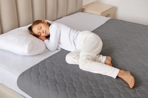 Image of Lynmark Toddler Potty Training Bed Pads - Double, 1 Pk Grey 53x33 | Waterproof Bedwetting Pee Protector Mat for Kids, Non-Slip Reusable & Washable Incontinence Mattress Sheet Absorbs Up to 1.8L