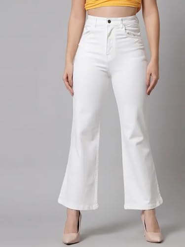 Image of KOTTY Women's Solid|Fit and Flared Fitting|Ankle Leg Style|High Rise|Stechable|Casual Jeans