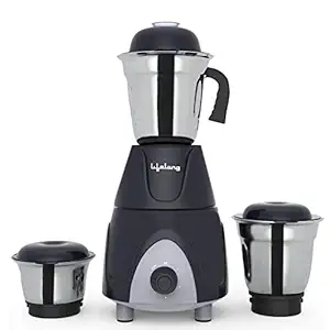 Lifelong LLMG759 Titanium Mixer Grinder 750-Watt with 3 Jars 1.5 Liquidizing Jar, 0.8L Wet Grinding Jar & 0.35L Chutney Jar (1 Year Warranty, Grey)