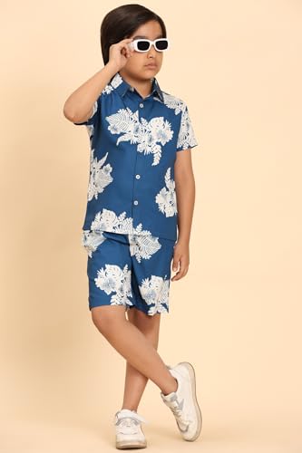 Image of Boys Printed Casual Shirt Short Sleeve Button Down Beach Shirt for Kids