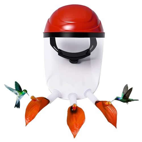 Firmlly Hummingbird Feeder Helmet - 2025 Upgraded Wearable Mask with Anti-Fog Lens & Bionic Orange Flower Adjustable for Adults Teens Lightweight PVC