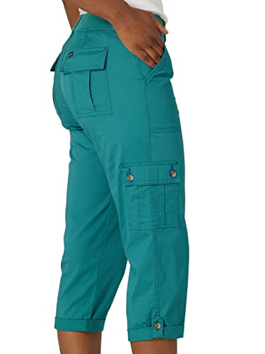 Lee Women's Flex-To-Go Mid-Rise Relaxed Fit Cargo Capri Pant, Midway Teal, 6 Petite #TOP15