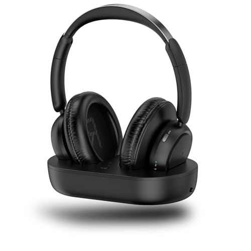 ROSIDA Auriculares inalámbricos para ver la televisión, auriculares inalámbricos para personas mayores con base de carga transmisor, auriculares Bluetooth para TV, sin retraso de audio, regalo para