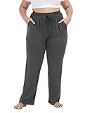 Cheapestbuy Women's Plus Size Comfy Lounge Pants Active Yoga Sweatpants Casual Stretchy Jogger Pants with Pockets Drawstring Dark Gray