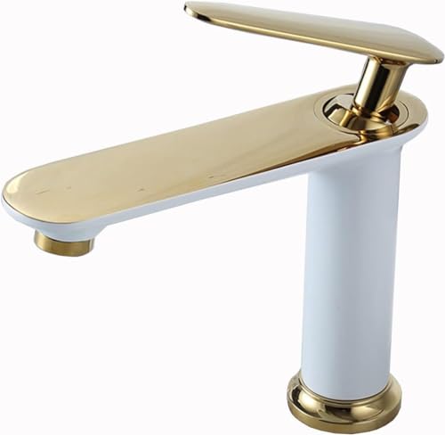 Robinet de salle de bain FBSHAD mitigeur de vasque à manche blanc