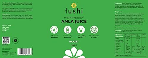 Fushi Amla Juice 500ml | Fresh-Pressed, Wild Harvested Indian Gooseberry | Natural, White | No Artificial sweeteners, Flavours, or Colours