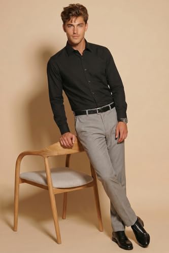 Image of Peter England Men's Satin Solid Regular Fit Formal Shirt | Cotton with Satin Sheen | Luxury