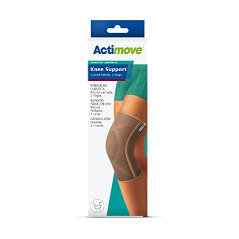 Actimove® EVERYDAY SUPPORTS Knee Support Closed Patella, 2 Stays - Firm Compression for Added Stability and Support - For Knee Overuse and Chronic Knee Pain - Beige, Large Cover