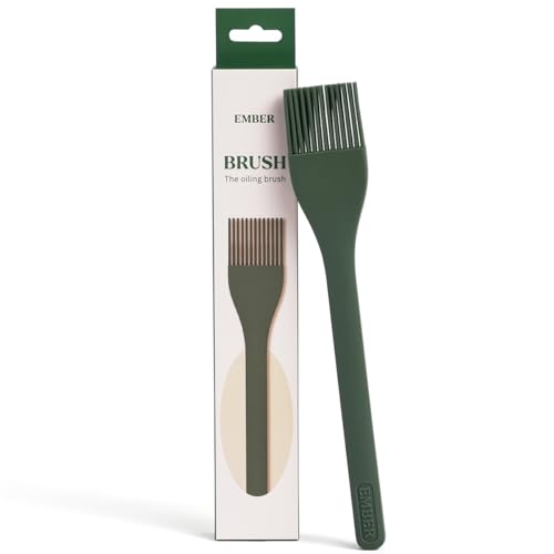 Image of Ember Cookware Silicone Oil & Basting Brush 21 cm | 230C Heat Resistant | Platinum Grade Silicone | Food Safe Pastry Brush | Easy to Clean Bristles | Non Absorbent | Green