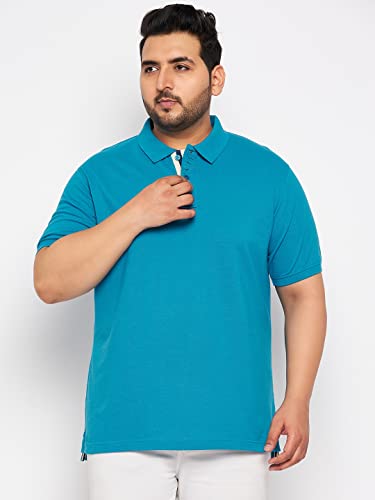 Image of Club York Men Cotton Blend Half Sleeve Polo Neck Solid Plus Size T-Shirt