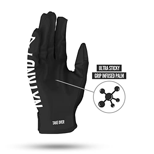 Nxtrnd G1 Pro Football Gloves, Men's & Youth Boys Sticky Receiver Gloves (Black, Youth Small) #TOP2