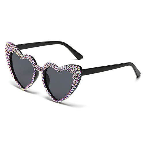 Cute Women Heart Sunglasses Fashion Shiny Bling Diamond Sunglasses Polygonal Pink Rhinestone Sunglasses UV Protection3