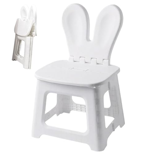 Silla Plegable de plástico para niños, Taburete Plegable con Respaldo en Forma de Oreja de Conejo, Resistente, con asa incorporada, portátil para Sala de Estar, Cocina y baño.
