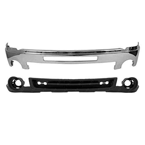 BUMPERS THAT DELIVER - Chrome, Steel Front Bumper Face Bar Lower Cover 2-PC Kit Compatible with 2007-2013 GMC Sierra 1500 07-13, GM1002834 GM1015100