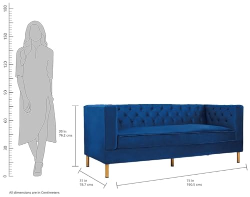 Image of Chesterfield Traditional 3 Seater Luxury Sofa Loving Sofa Button Tufted for Living Room, Guest Room, Bedroom, and Your Loving Space (Dark Blue)