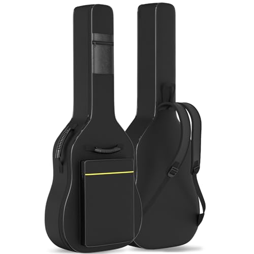 GLEAM Acoustic Guitar Gig Bag - Guitar Case 0.35 Inch Foam Padding Fit 39-41 Inch, Waterproof, Black with Hanger Loop
