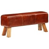 Farbe: Braun INLIFE Sitzbank Turnbock Braun 110 cm Echtleder und Massivholz Mango,15.06kg,351102