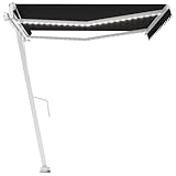 Kangmusi Automatische Markise mit LED & 450x300 cm Anthrazit, Anthrazit 3069574