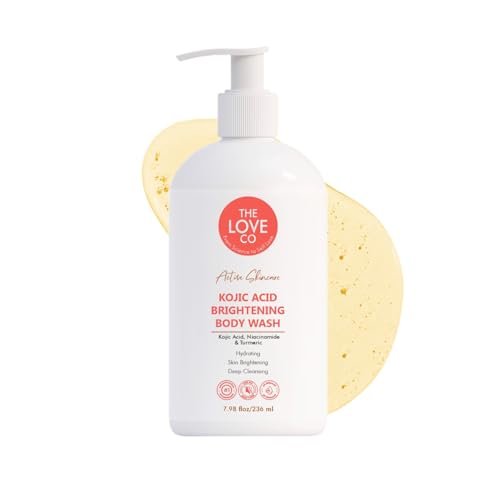 Image of The Love Co Kojic Acid Body Wash for Women & Men, Brightening Body Wash with Niacinamide & Turmeric, Hydrating Shower Gel for Tan & Dull Skin, 236 ml