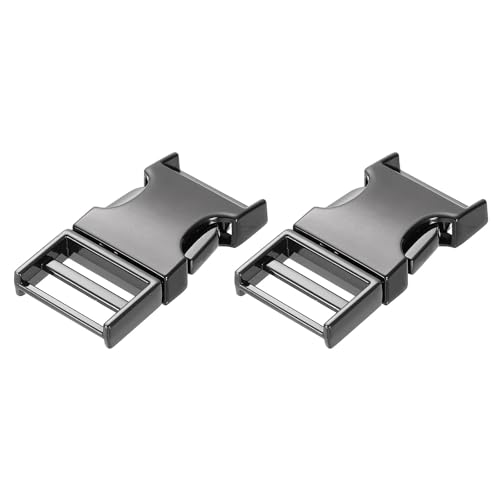 Image of sourcing map 2 Pcs Metal Quick Side Release Buckle, 20mm/0.8" Collar Buckles Clip Flat Webbing Backpack Buckle for Leather Strap Collar Harness, Metallic Black