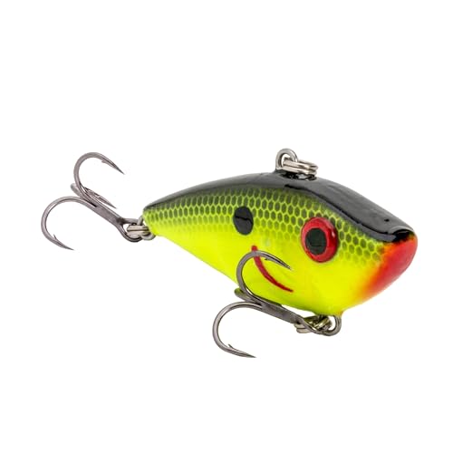 Strike King Bitsy Shad Fishing Lure, Slow Sinking Lipless Crankbait, Internal Rattles, 3D Eyes, 1/8-Ounce, Size 8 Treble Hooks