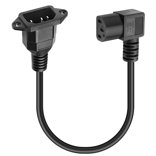 MEIRIYFA 90 Grad C13 auf C14 Netzteil Adapter Kabel, IEC 320 C13 3 Pin Buchse auf C14 3 Pin Stecker PDU Netzteil Verlängerungskabel für Computer, Monitore - 40CM (C14 to Right C13)